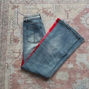 Classic Blue Flare Jeans with Red Trim